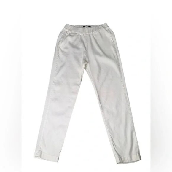 Jarbo Linen-Blend Pull-On Pants – White Slim Straight Leg, Minimalist Luxe - Picture 5 of 5